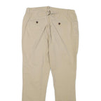LAUREN RALPH LAUREN Womens Slim Beige Cotton Blend Trousers W28 L28 Zip Casual