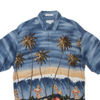 PIERRE CARDIN Mens Hawaiian Shirt Blue Crazy Pattern M