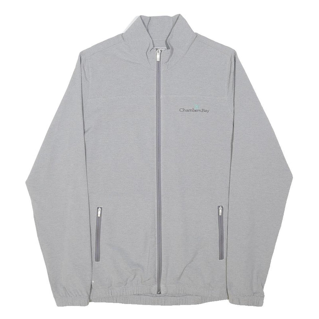 ADIDAS Womens Grey Jacket M Polyester Zip Plain Casual Sportswear