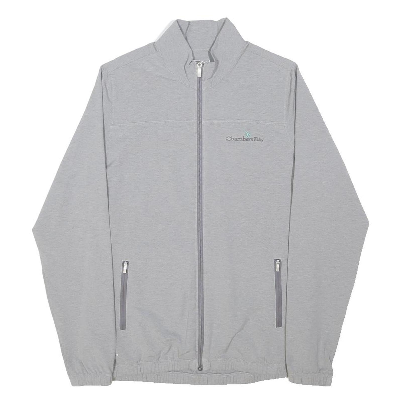 ADIDAS Womens Grey Jacket M Polyester Zip Plain Casual Sportswear