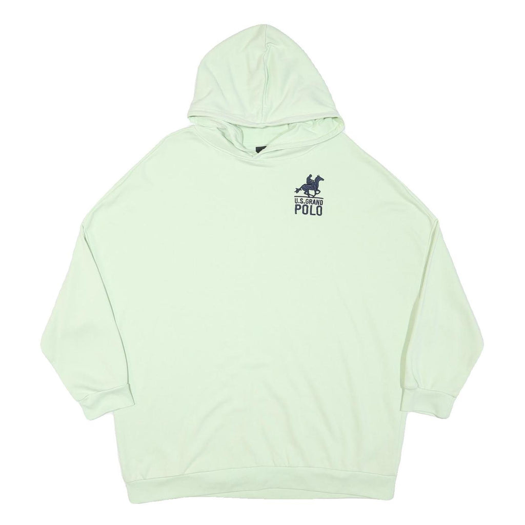 US GRAND POLO Mens Light Green Hoodie L Cotton Blend Pullover Sweatshirt