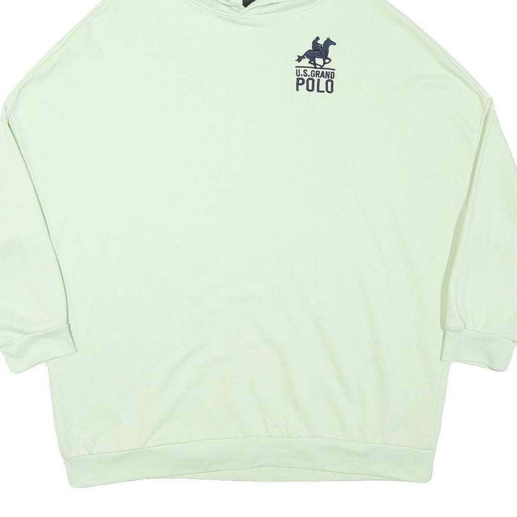 US GRAND POLO Mens Light Green Hoodie L Cotton Blend Pullover Sweatshirt