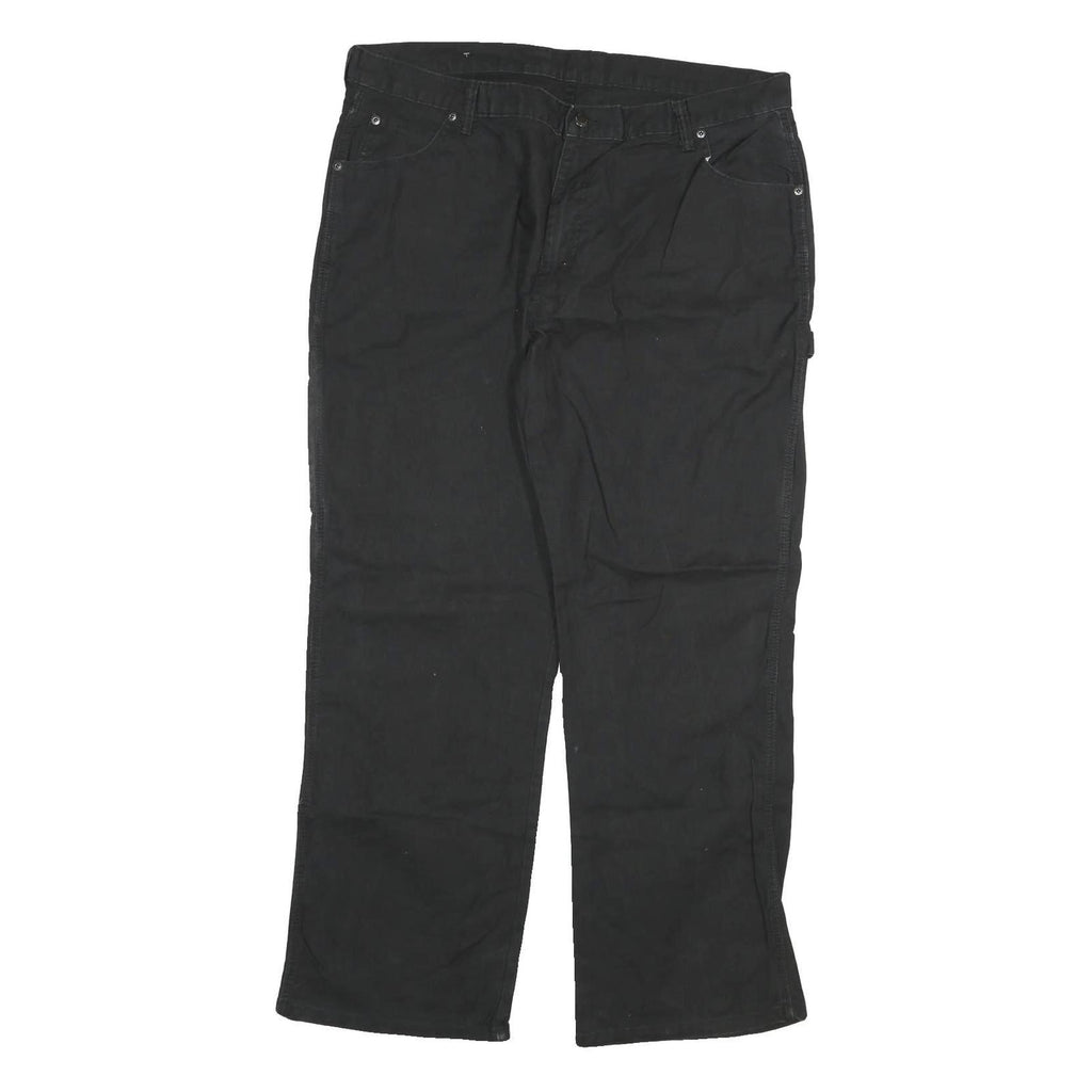 DICKIES Mens Black Regular Fit Denim Jeans W40 L32 Workwear Canvas Zip