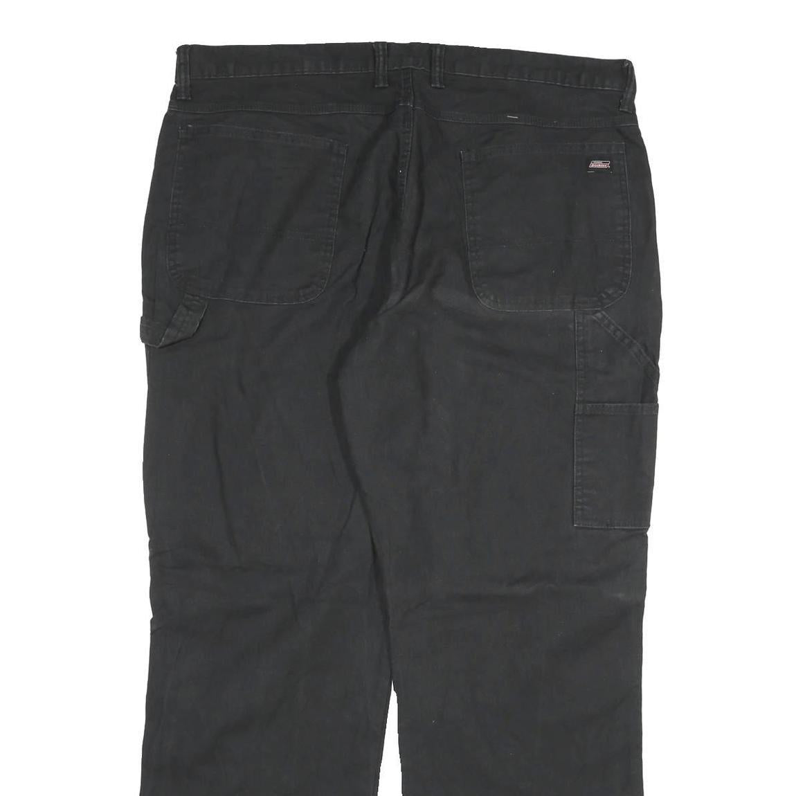 DICKIES Mens Black Regular Fit Denim Jeans W40 L32 Workwear Canvas Zip