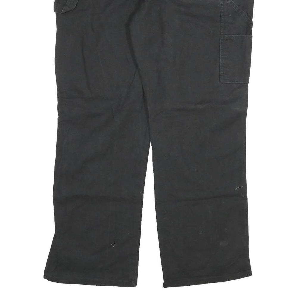 DICKIES Mens Black Regular Fit Denim Jeans W40 L32 Workwear Canvas Zip