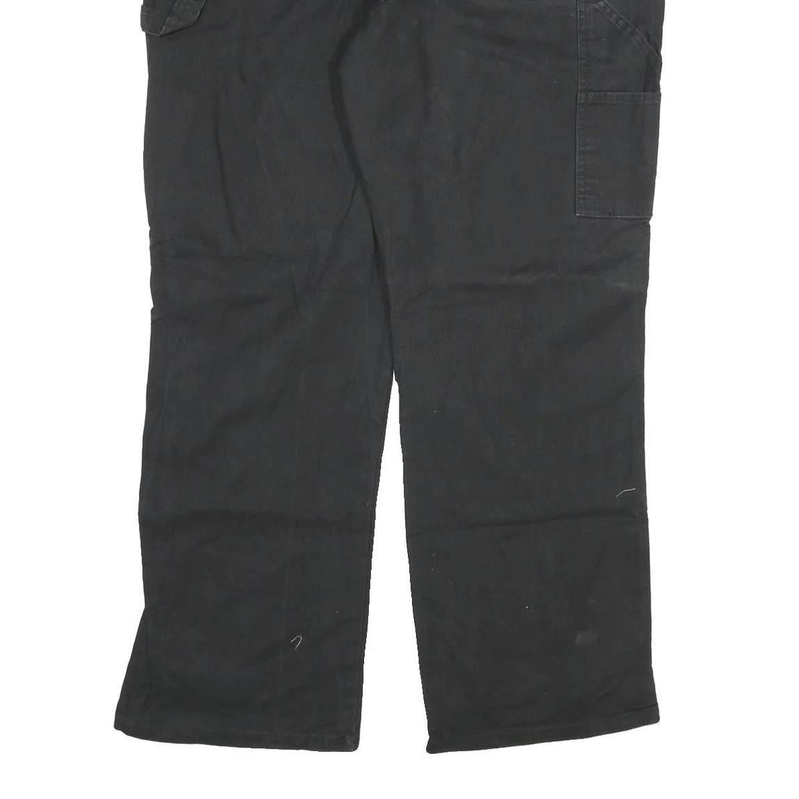 DICKIES Mens Black Regular Fit Denim Jeans W40 L32 Workwear Canvas Zip