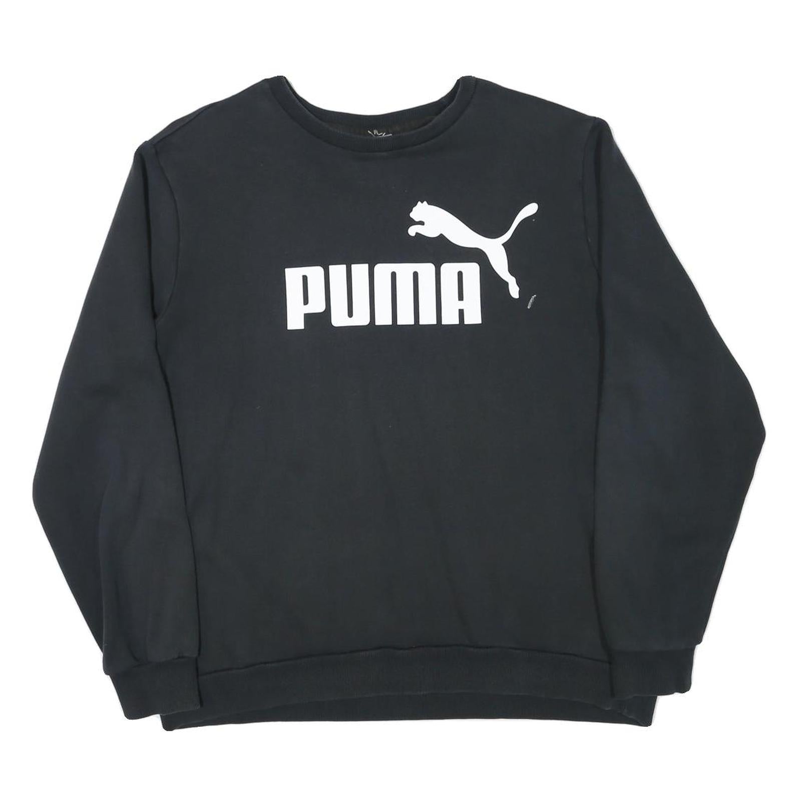 PUMA Mens Black Sweatshirt XL Crew Neck Cotton Blend Pullover Logo