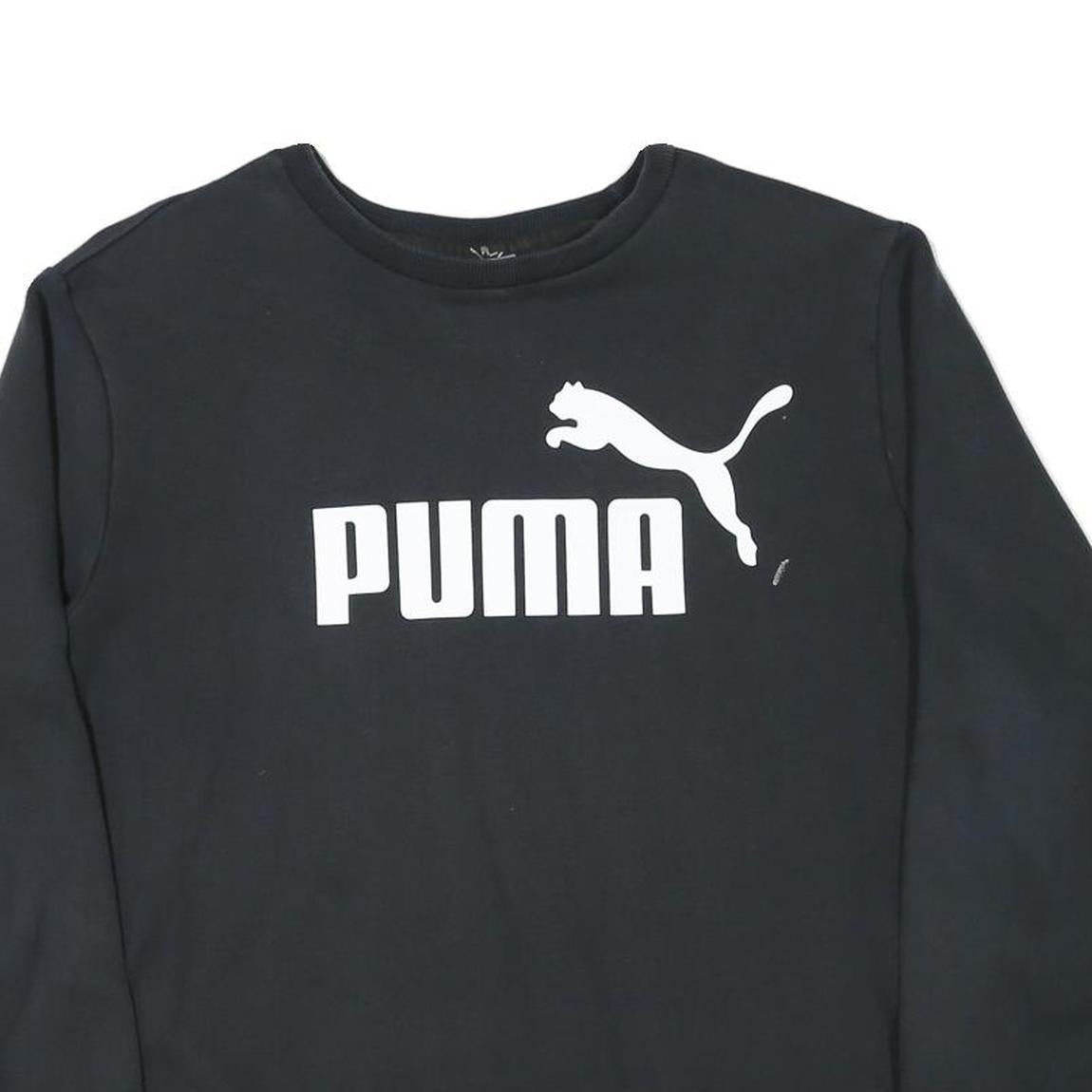 PUMA Mens Black Sweatshirt XL Crew Neck Cotton Blend Pullover Logo