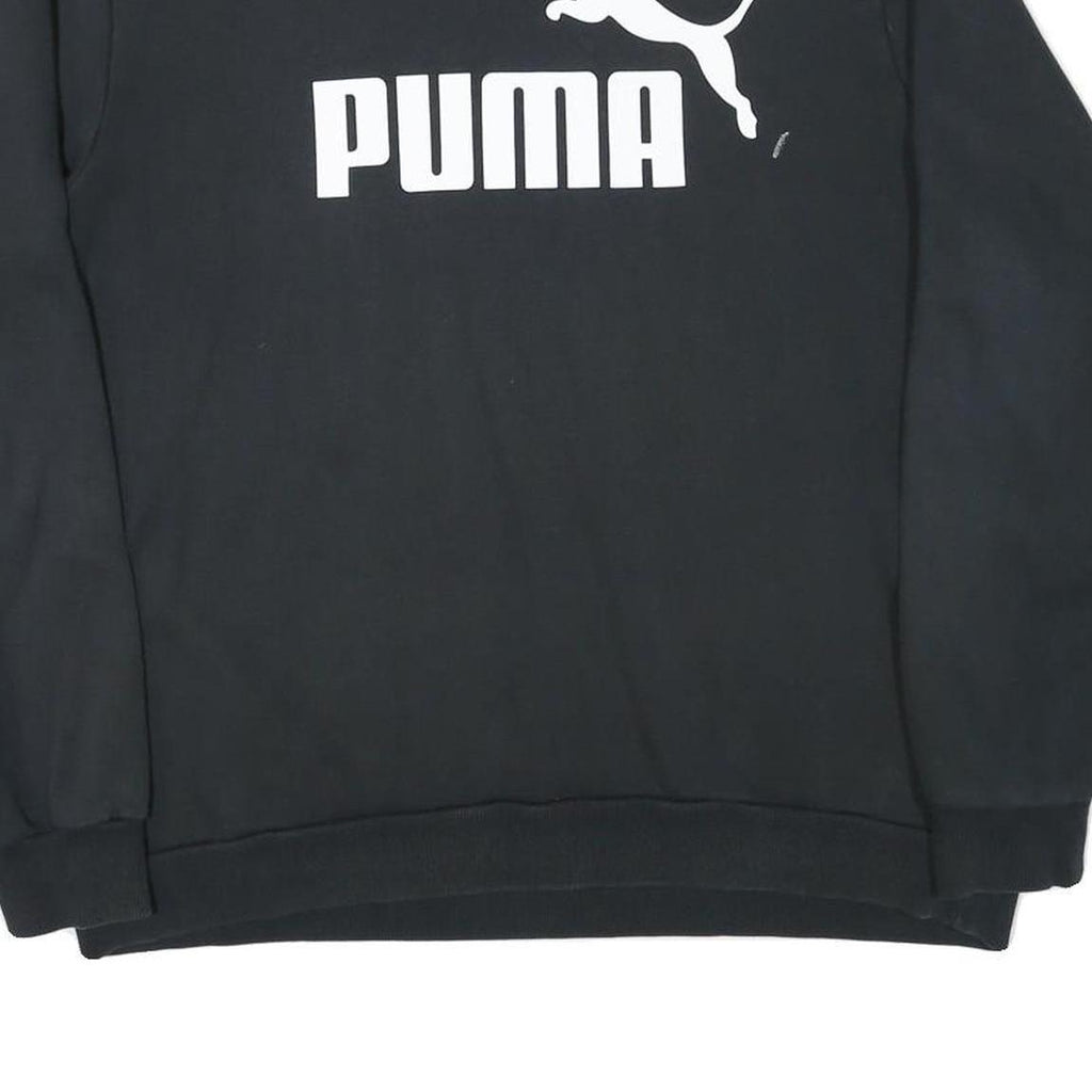 PUMA Mens Black Sweatshirt XL Crew Neck Cotton Blend Pullover Logo