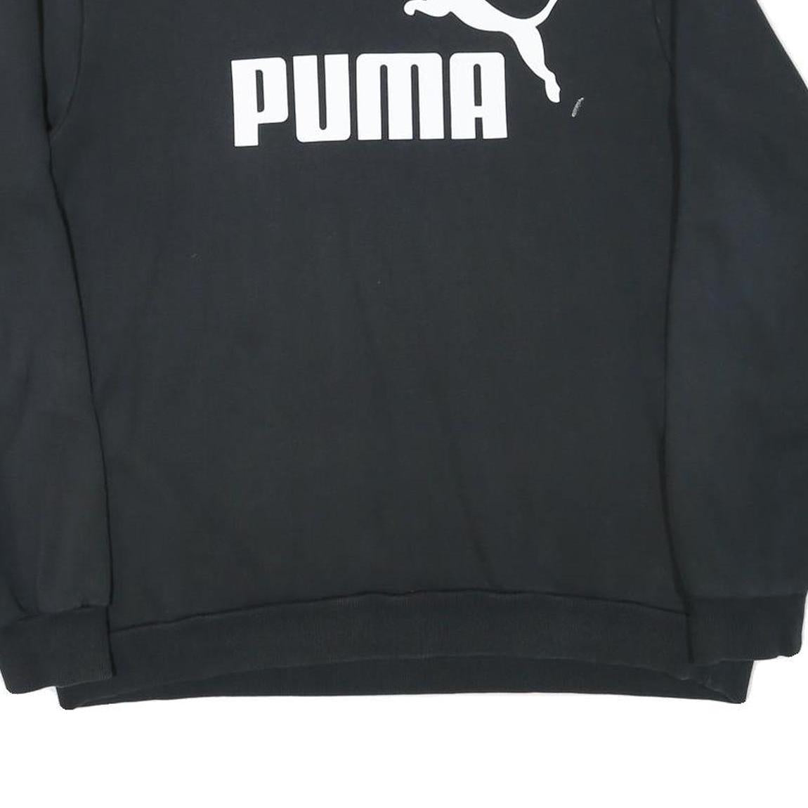 PUMA Mens Black Sweatshirt XL Crew Neck Cotton Blend Pullover Logo