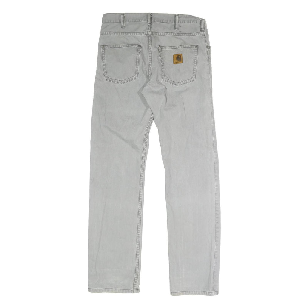 CARHARTT Mens Regular Fit Grey Denim Cotton Blend Jeans W32 L32 Button Closure