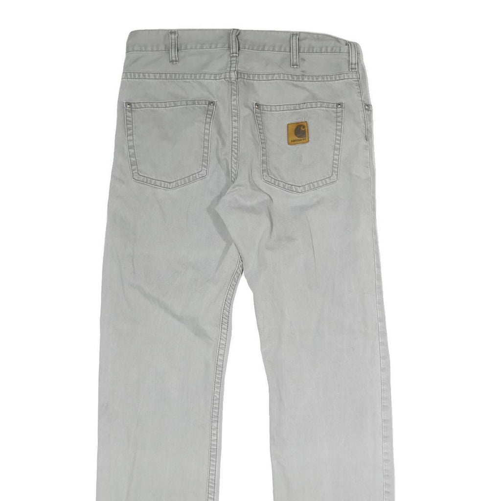 CARHARTT Mens Regular Fit Grey Denim Cotton Blend Jeans W32 L32 Button Closure