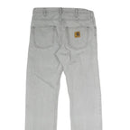 CARHARTT Mens Regular Fit Grey Denim Cotton Blend Jeans W32 L32 Button Closure
