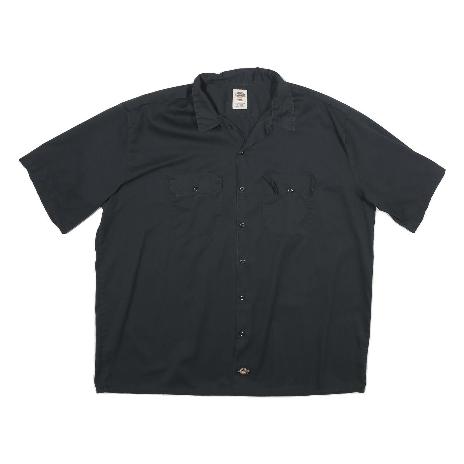 DICKIES Mens Black Cotton Work Shirt 2XL Button Up Short Sleeve Casual