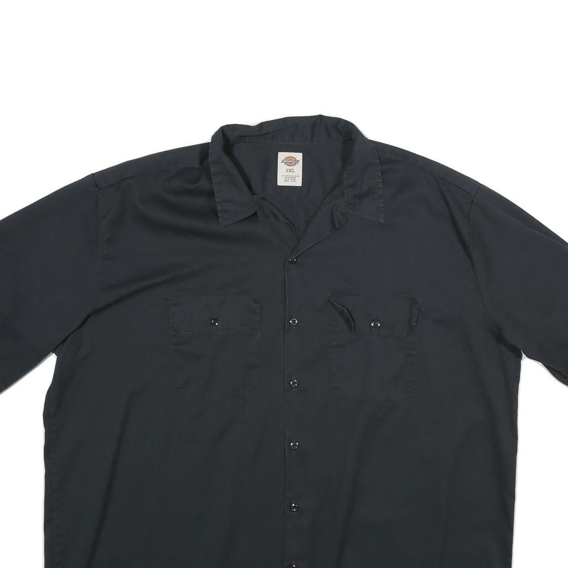 DICKIES Mens Black Cotton Work Shirt 2XL Button Up Short Sleeve Casual