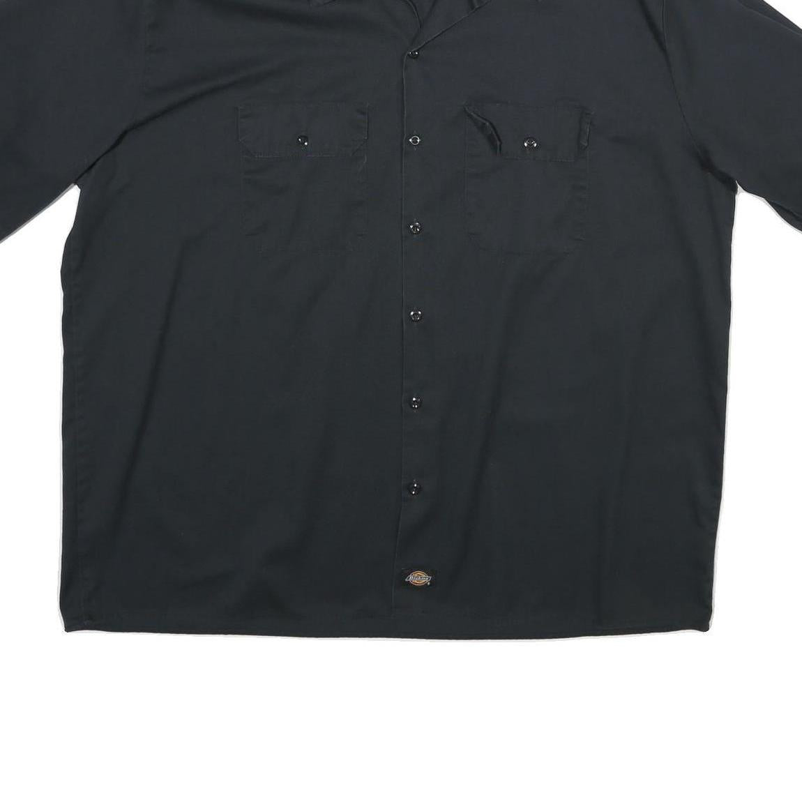 DICKIES Mens Black Cotton Work Shirt 2XL Button Up Short Sleeve Casual