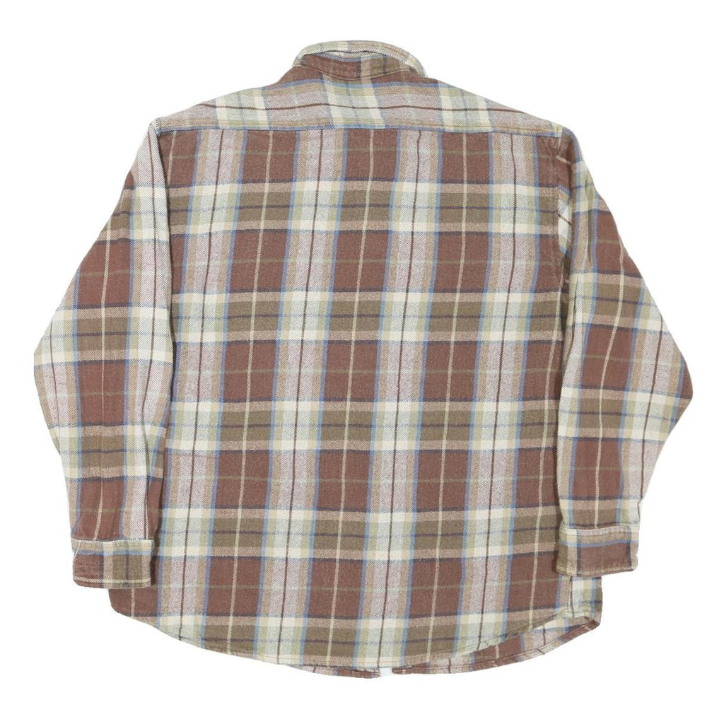 NORTHWEST TERRITORY Mens Brown & Cream Check Shirt XL Classic Button Up Cotton