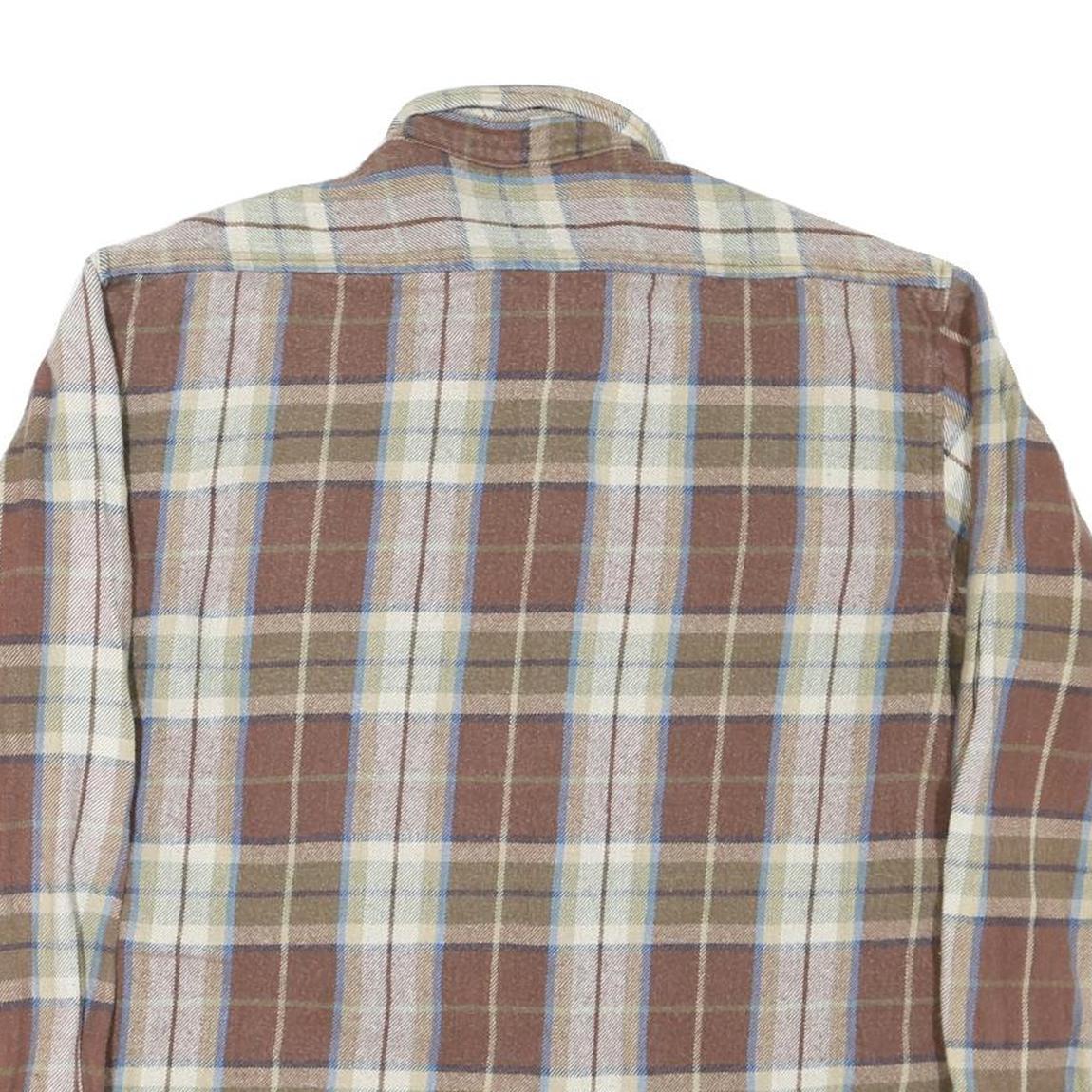 NORTHWEST TERRITORY Mens Brown & Cream Check Shirt XL Classic Button Up Cotton