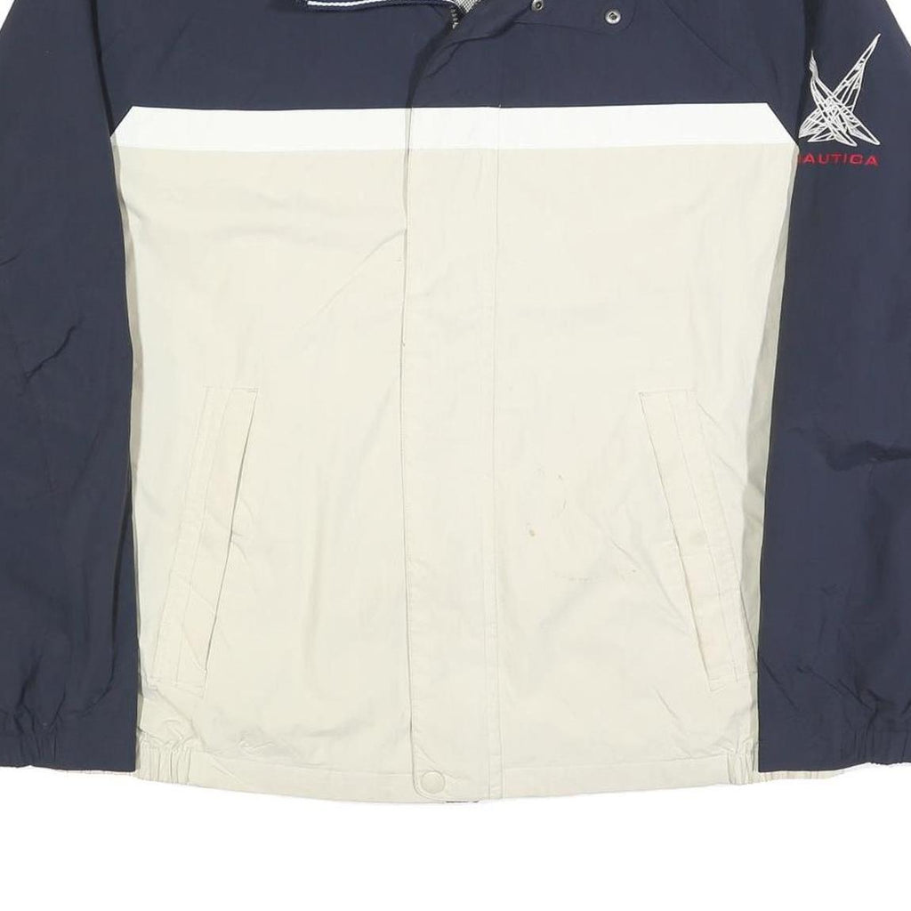 NAUTICA Mens Navy & Cream Colourblock Zip Jacket 2XL Polyester Blend Casual