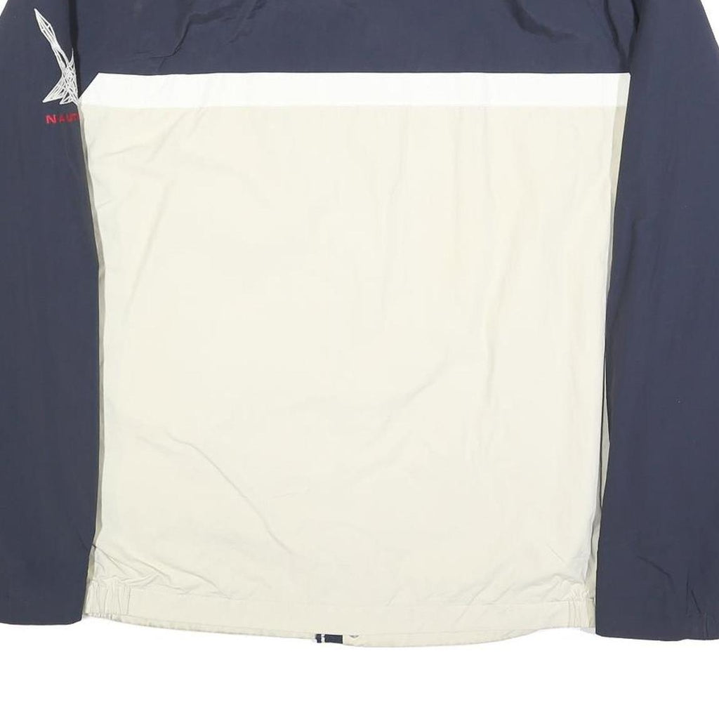 NAUTICA Mens Navy & Cream Colourblock Zip Jacket 2XL Polyester Blend Casual