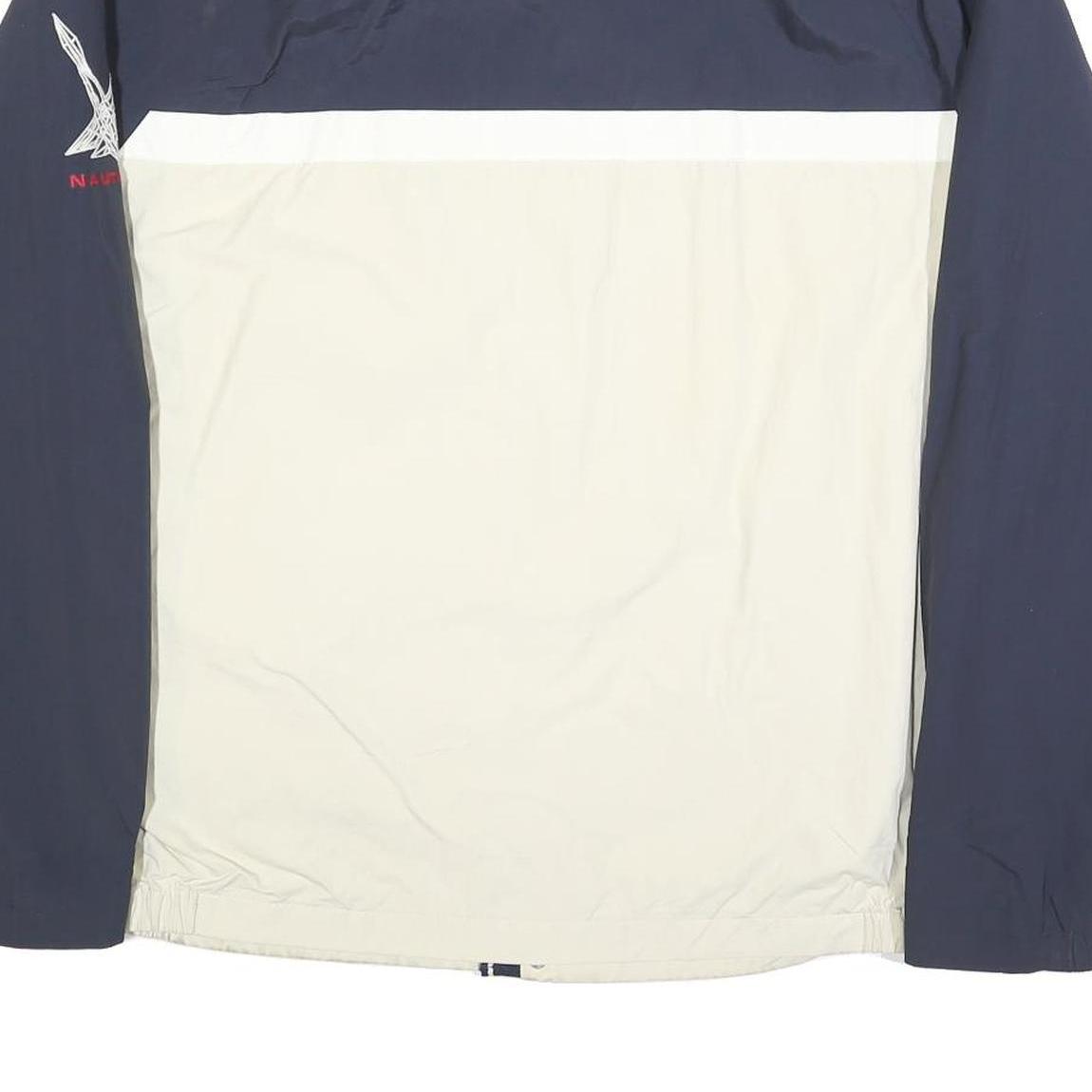 NAUTICA Mens Navy & Cream Colourblock Zip Jacket 2XL Polyester Blend Casual