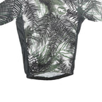 Mens Green Black & White Graphic Polyester T-Shirt XL Short Sleeve Zip Neck