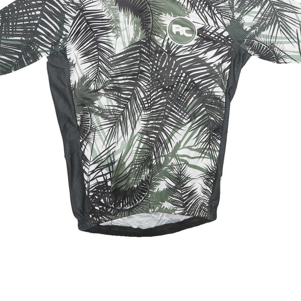 Mens Green Black & White Graphic Polyester T-Shirt XL Short Sleeve Zip Neck