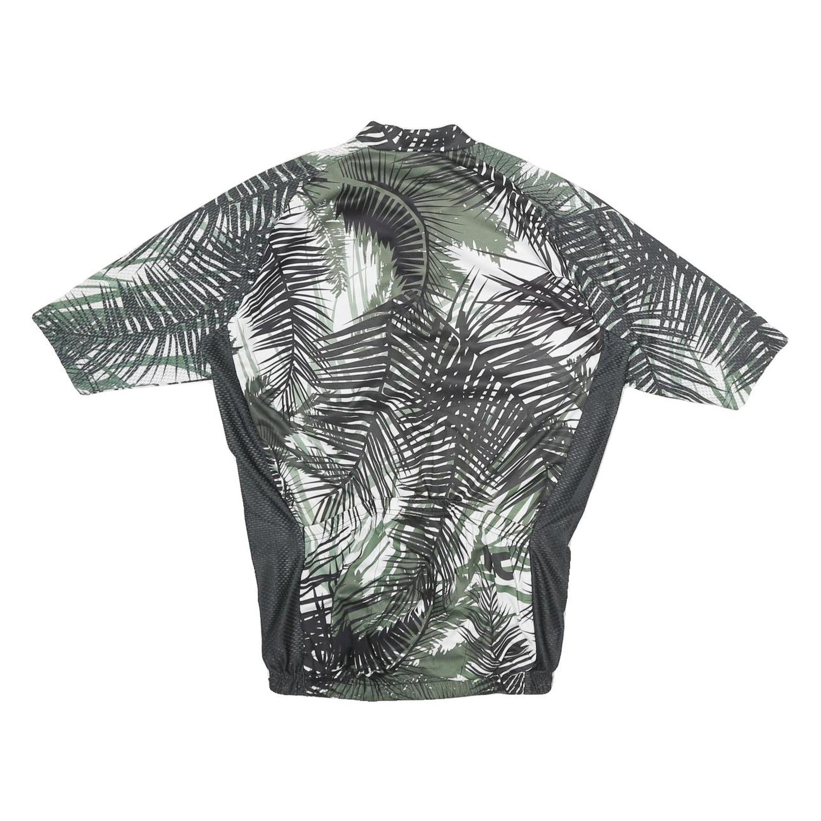Mens Green Black & White Graphic Polyester T-Shirt XL Short Sleeve Zip Neck