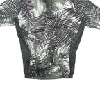 Mens Green Black & White Graphic Polyester T-Shirt XL Short Sleeve Zip Neck