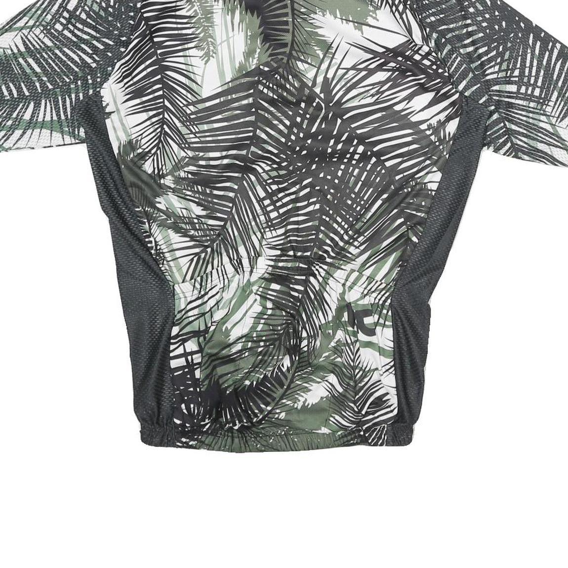 Mens Green Black & White Graphic Polyester T-Shirt XL Short Sleeve Zip Neck