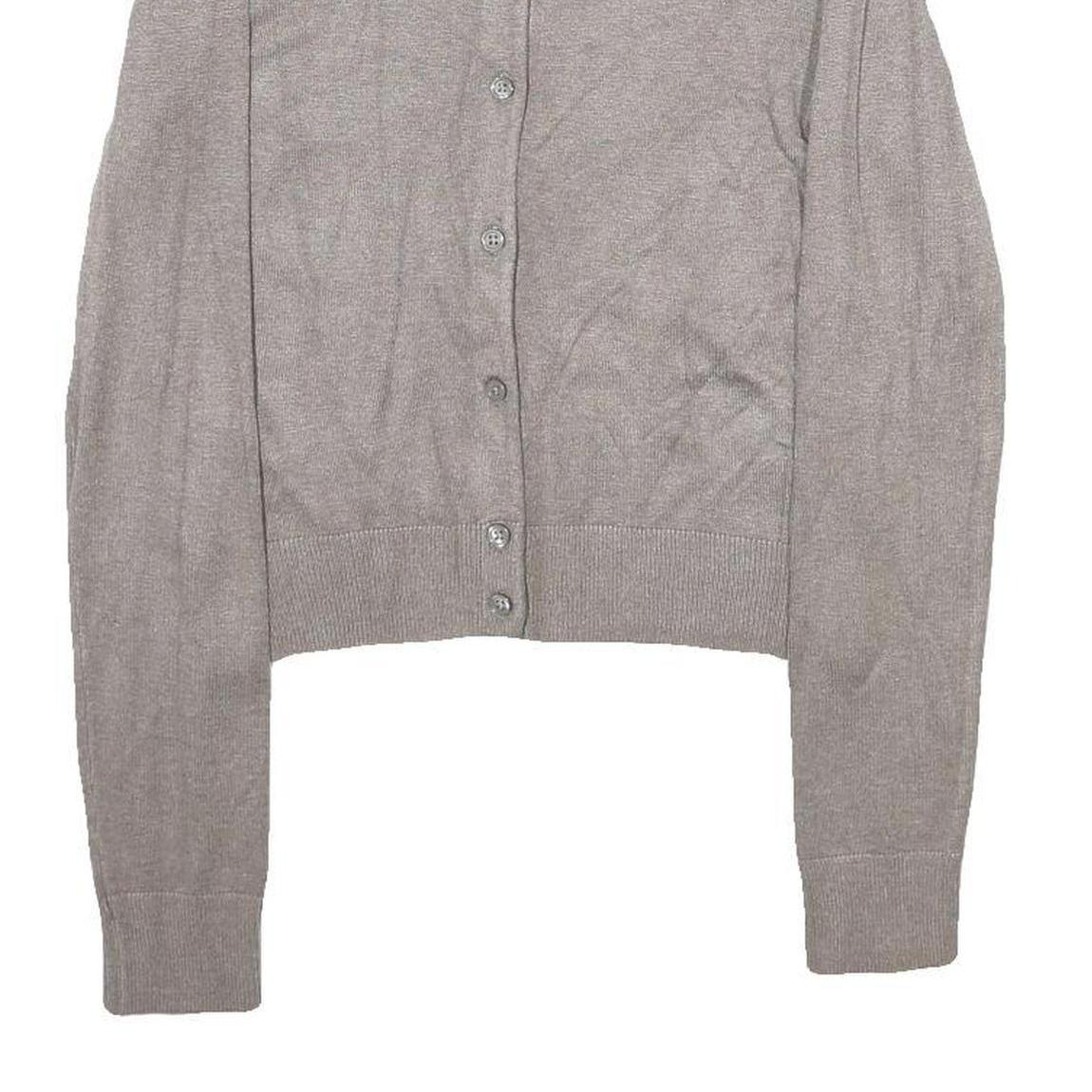 H&M Womens Grey Plain Cardigan Crew Neck Basic Knit XS Lightweight Viscose Blend