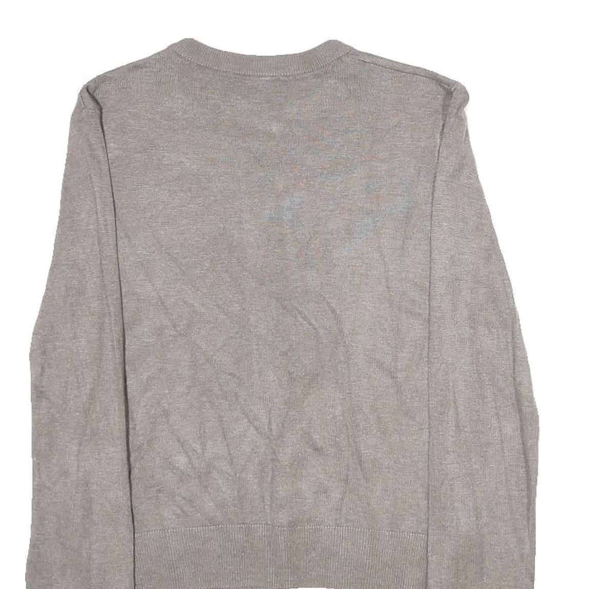 H&M Womens Grey Plain Cardigan Crew Neck Basic Knit XS Lightweight Viscose Blend