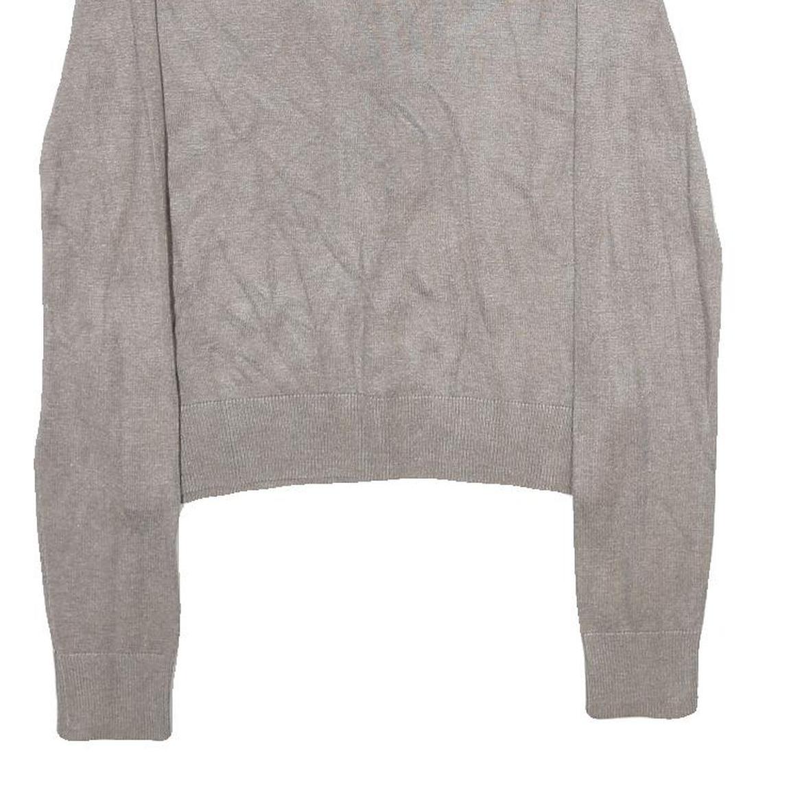 H&M Womens Grey Plain Cardigan Crew Neck Basic Knit XS Lightweight Viscose Blend