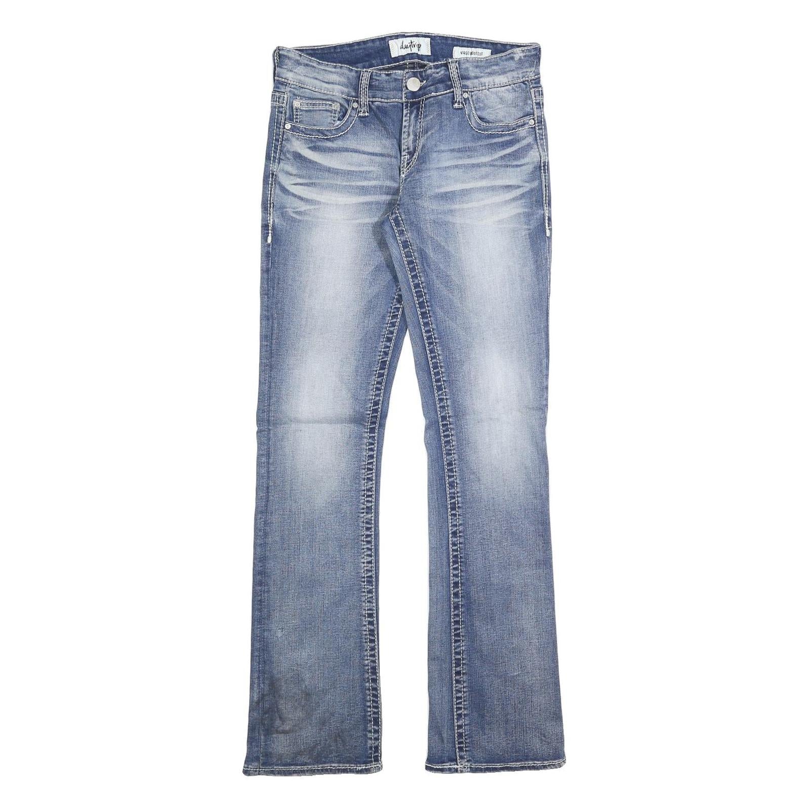 DAY TRIP Womens Slim Blue Denim Light Wash Jeans W30 L32 Classic Fit Zip