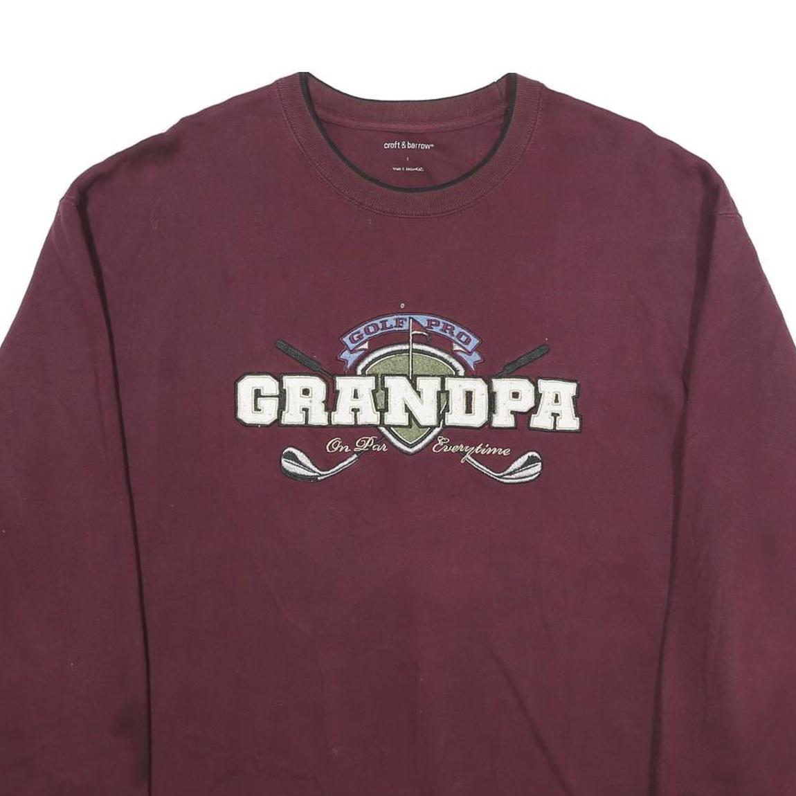 CROFT & BARROW Mens Maroon Golf Pro Grandpa Crew Neck L Cotton Blend Sweatshirt
