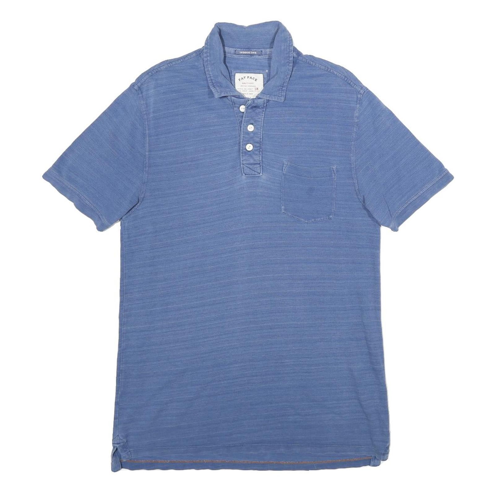 FAT FACE Mens Blue Short Sleeve Plain Polo Shirt M Cotton Casual Everyday
