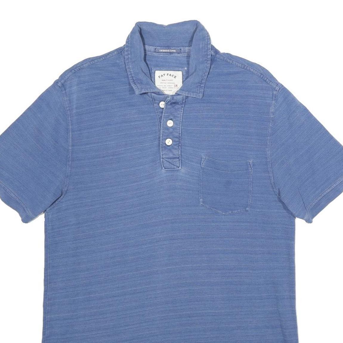 FAT FACE Mens Blue Short Sleeve Plain Polo Shirt M Cotton Casual Everyday