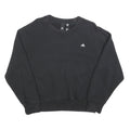 ADIDAS Womens Black Cotton Blend Sweatshirt Crew Neck M Minimalist Logo Comfort