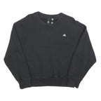 ADIDAS Womens Black Cotton Blend Sweatshirt Crew Neck M Minimalist Logo Comfort