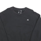 ADIDAS Womens Black Cotton Blend Sweatshirt Crew Neck M Minimalist Logo Comfort