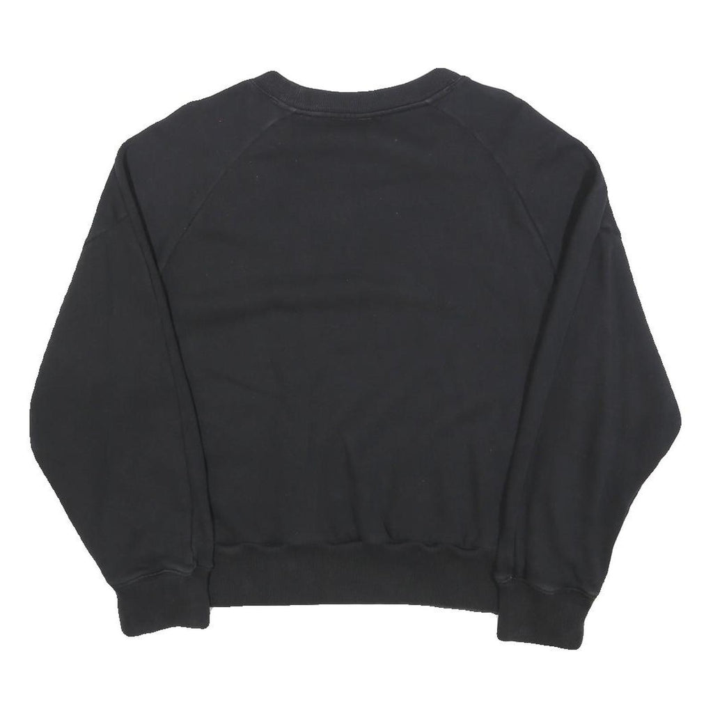 ADIDAS Womens Black Cotton Blend Sweatshirt Crew Neck M Minimalist Logo Comfort