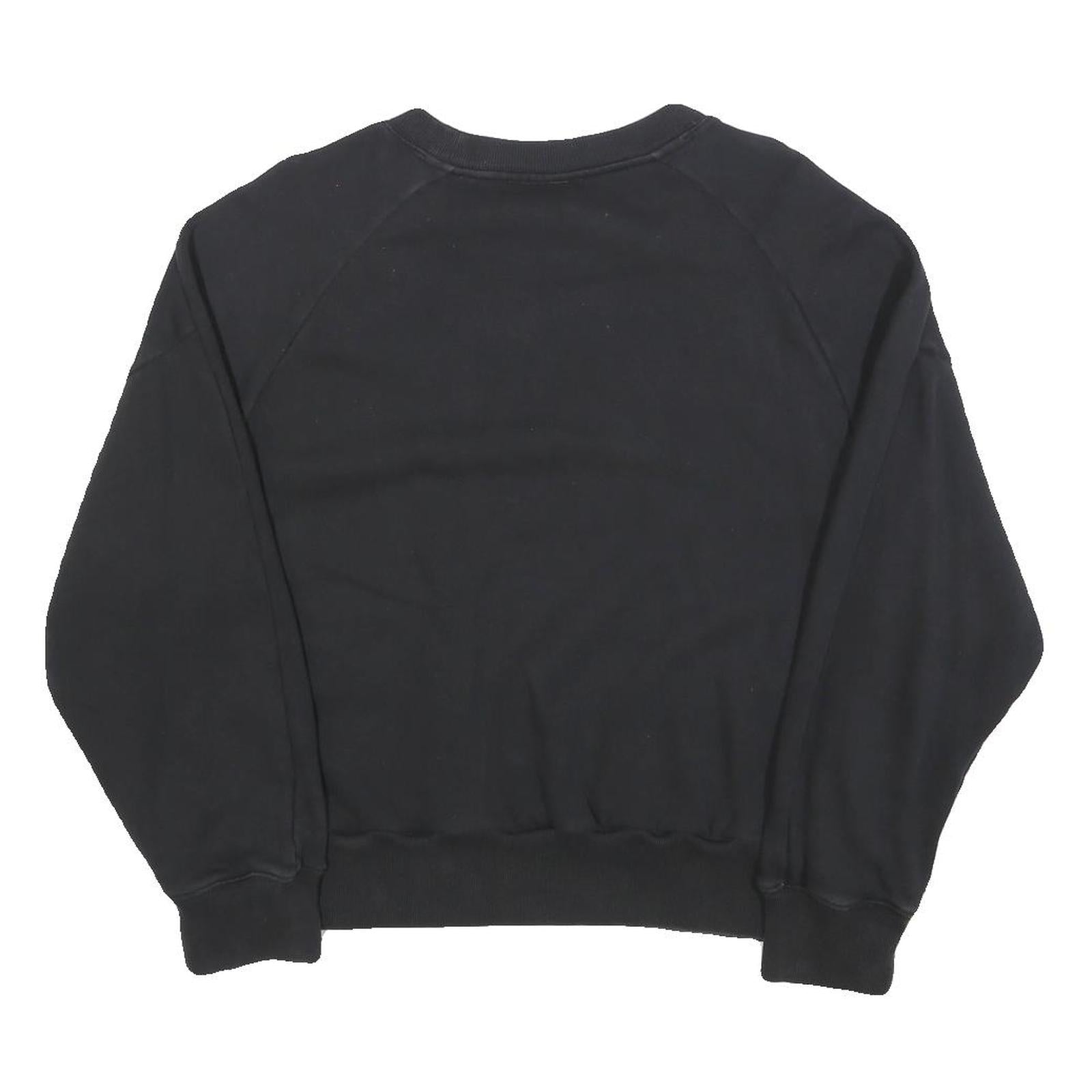 ADIDAS Womens Black Cotton Blend Sweatshirt Crew Neck M Minimalist Logo Comfort