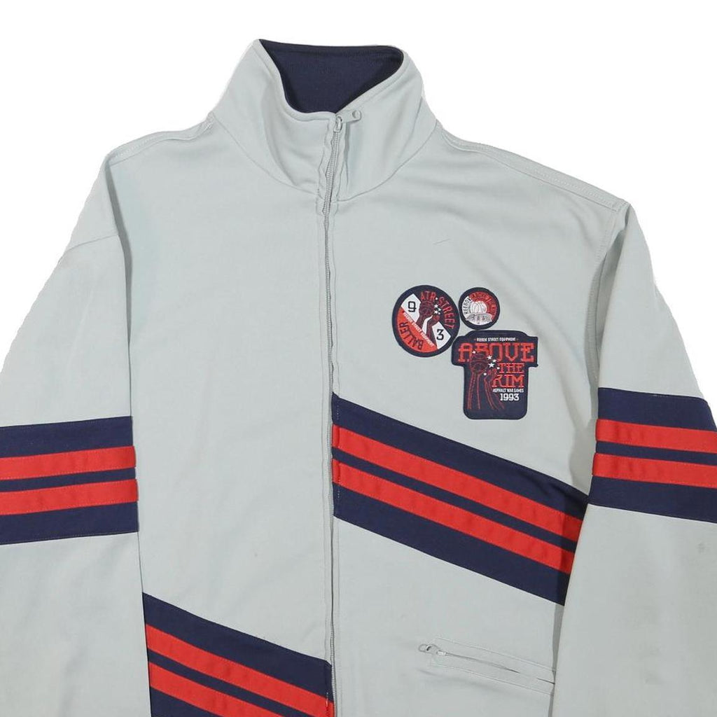 REEBOK Mens Grey & Navy Blue Athletic Jacket L Polyester Blend Zip Track Sports