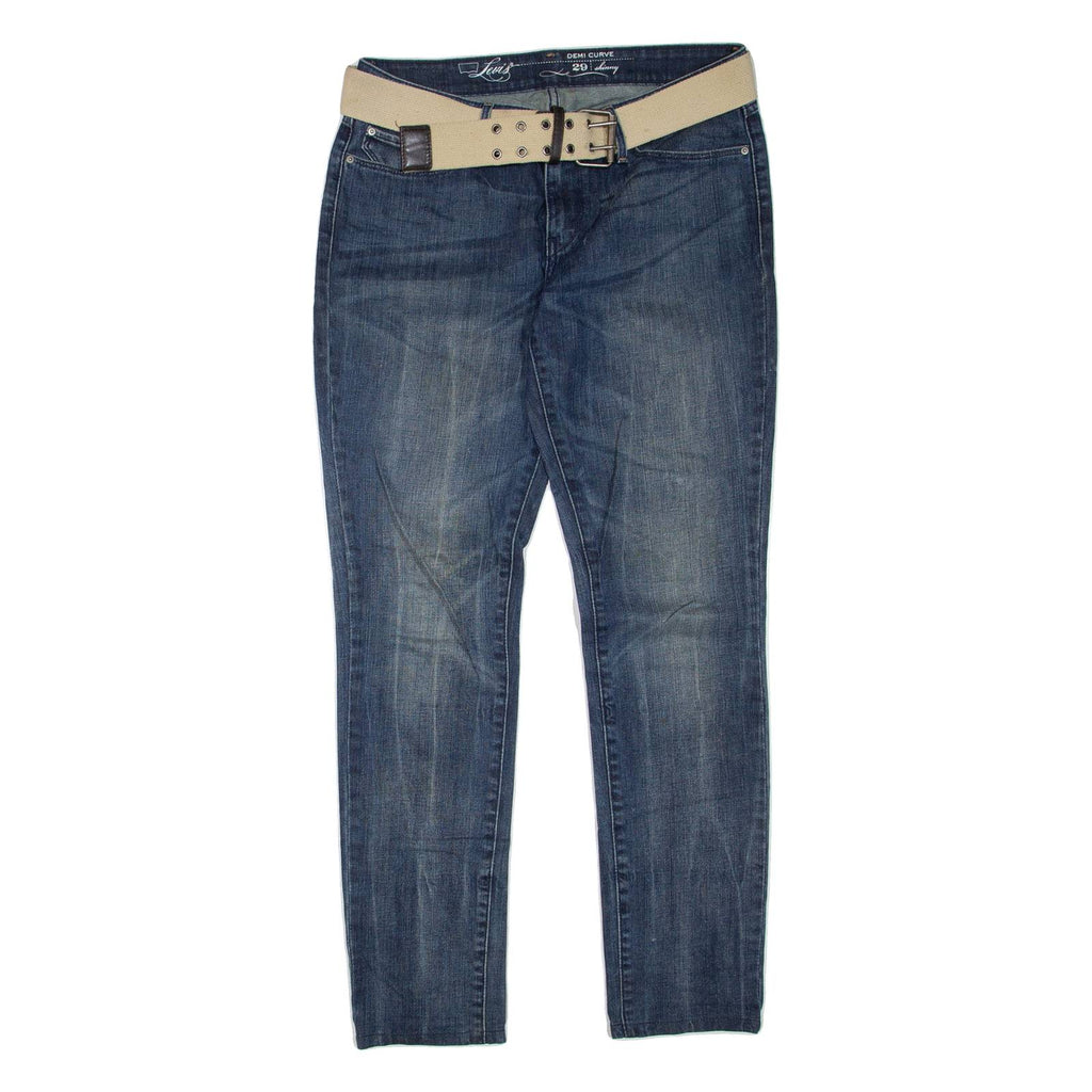 LEVI'S Demi Curve Belted Womens Jeans Blue Regular Skinny Stone Wash W29 L31