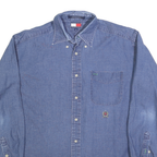 TOMMY HILFIGER Mens Blue Denim Shirt M Cotton Blend Classic Fit Casual