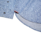 TOMMY HILFIGER Mens Blue Paisley Cotton Blend Shirt L Long Sleeve Button Collar