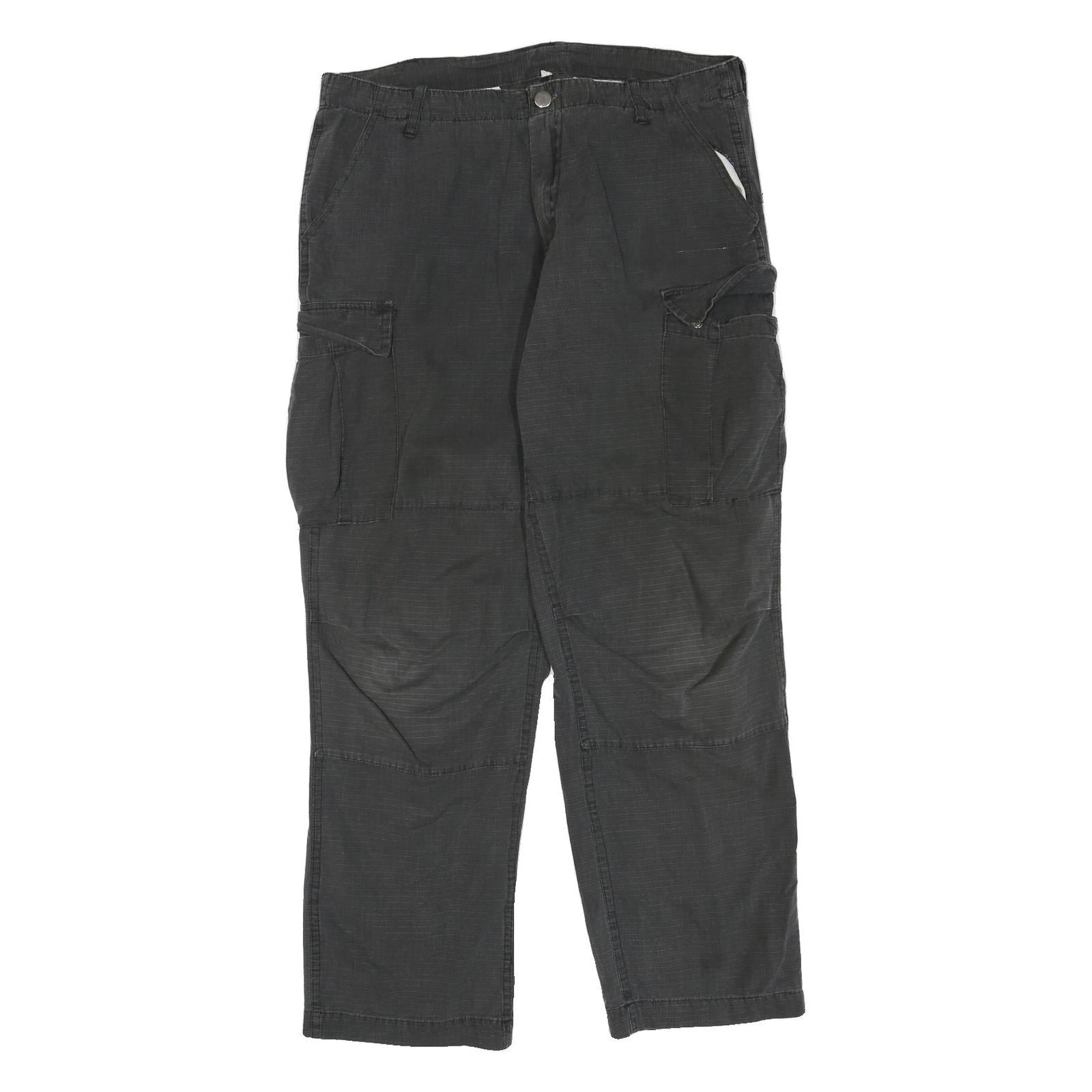 CARHARTT Mens Cotton Blend Black Regular Tapered Trousers W34 L29 Workwear