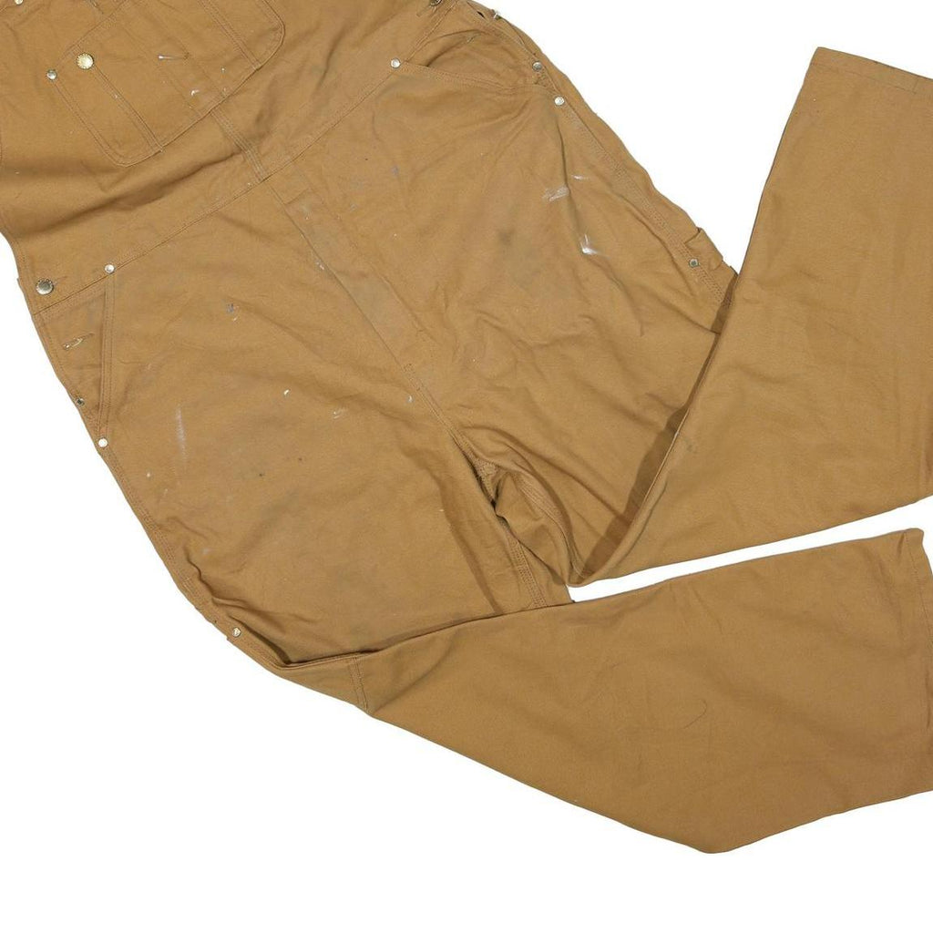 DICKIES Mens Brown Cotton Blend Dungarees Loose Fit Workwear L W44 L28 Heavy