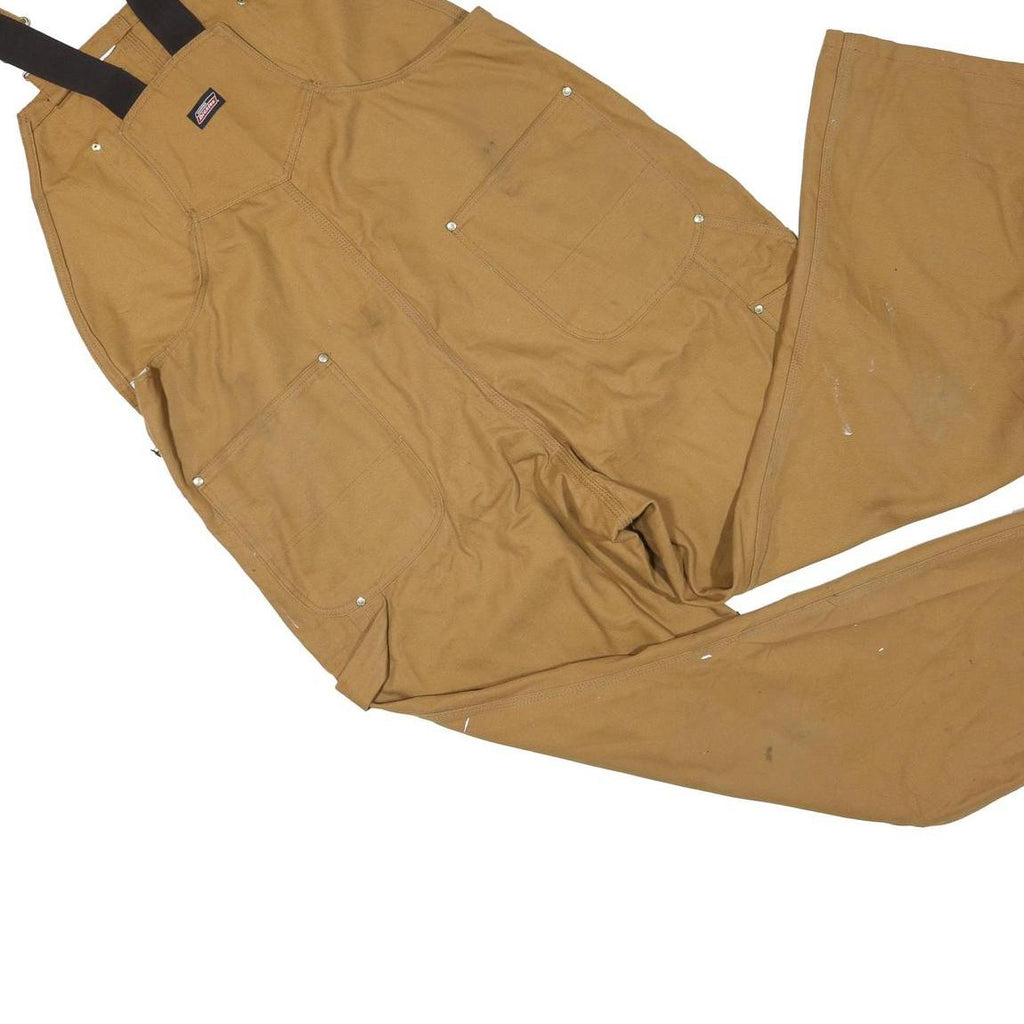 DICKIES Mens Brown Cotton Blend Dungarees Loose Fit Workwear L W44 L28 Heavy