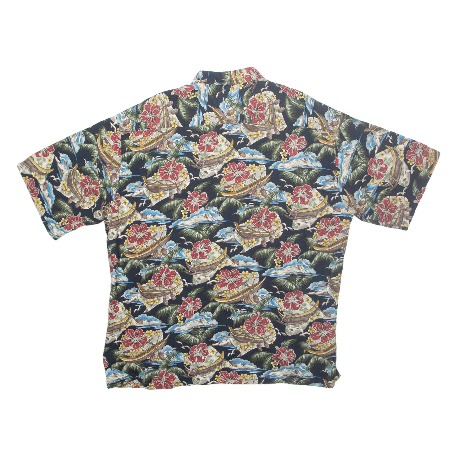 HALF MOON BAY Mens Hawaiian Shirt Black Crazy Pattern 2XL